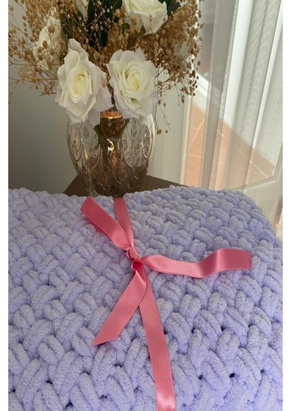 Mor Alize Yumuşacık Örgü Bebek Battaniyesi 100 x 100 modelleri