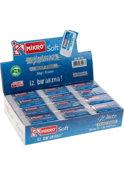 Mikro Silgi 2B-24TR Beyaz Soft 24'lü Paket