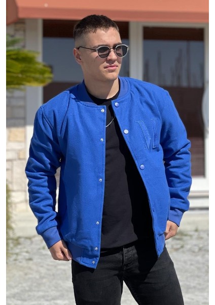M Harf Desenli Lacivert Renkli Erkek Kolej Yaka Bomber Mont FRJ1001-M modelleri