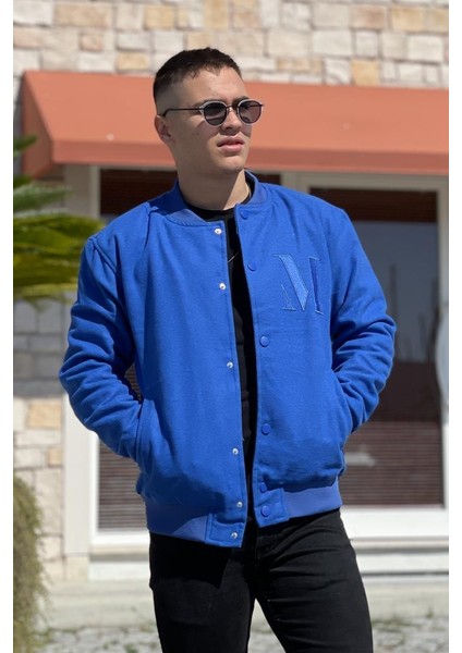 M Harf Desenli Lacivert Renkli Erkek Kolej Yaka Bomber Mont FRJ1001-M fırsatları