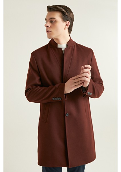 Slim Fit Kiremit Düz Palto indirimleri