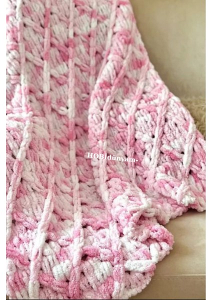 Baklava Modeli Örgü Bebek Battaniyesi 90/90
