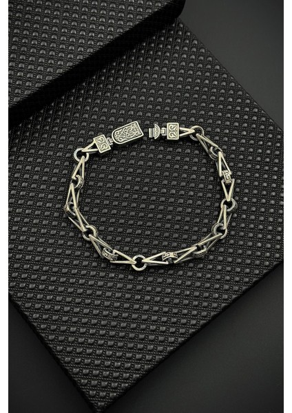 925 Ayar Gümüş Italyan Model Gümüş Renk Erkek Bileklik FRJ12649-3649-A