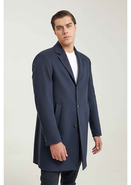 Ds Damat Regular Fit Lacivert Düz Palto