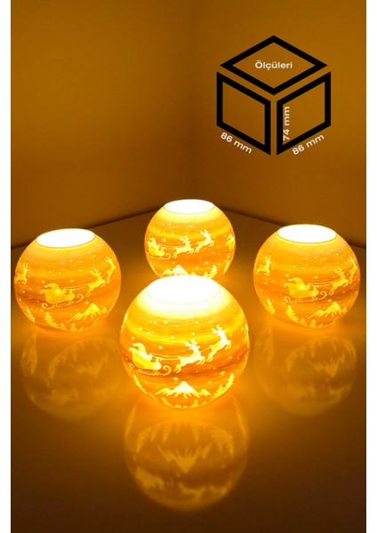 Yılbaşı Noel Baba Modelli Tealight Girintili Mumluk NO.2106N (Led Işık Dahil)