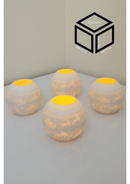 Yılbaşı Noel Baba Modelli Tealight Girintili Mumluk NO.2106N (Led Işık Dahil)