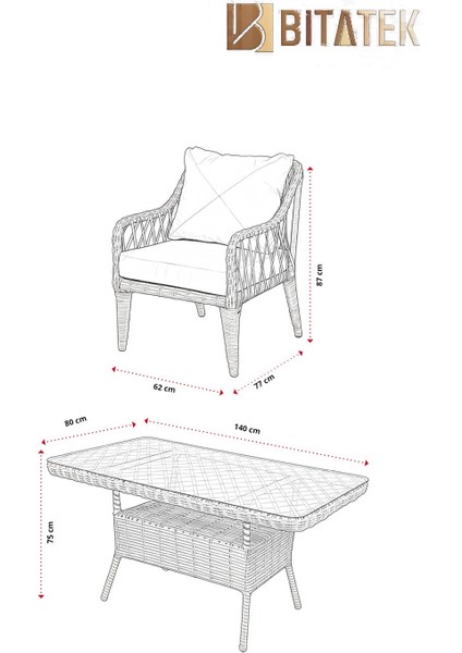 Pars 4 Kişilik Rattan Bahçe Balkon Mutfak Masa Takımı Gri fırsatları