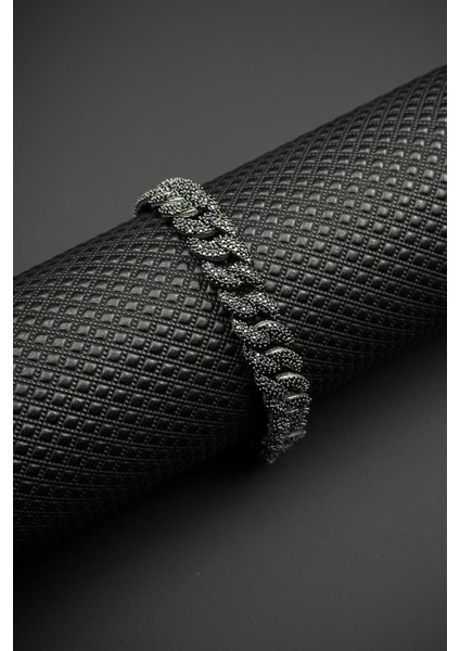 925 Ayar Gümüş Siyah Zirkon Taşlı Füme Renk Erkek Bileklik FRJ12682-3682-S modelleri