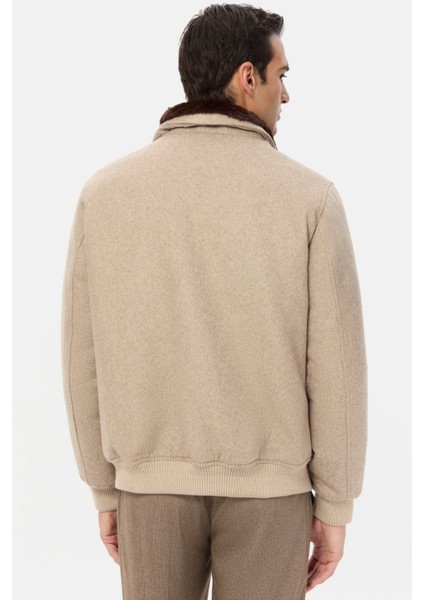 Ds Damat Regular Fit Bej Düz Yakası Çıkartılabilir Kürklü Mont modelleri