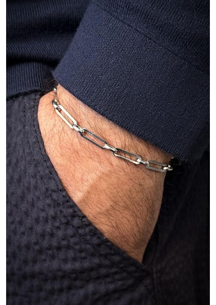 925 Ayar Gümüş Italyan Model Gümüş Renk Erkek Bileklik FRJ12679-3679-A fiyatları