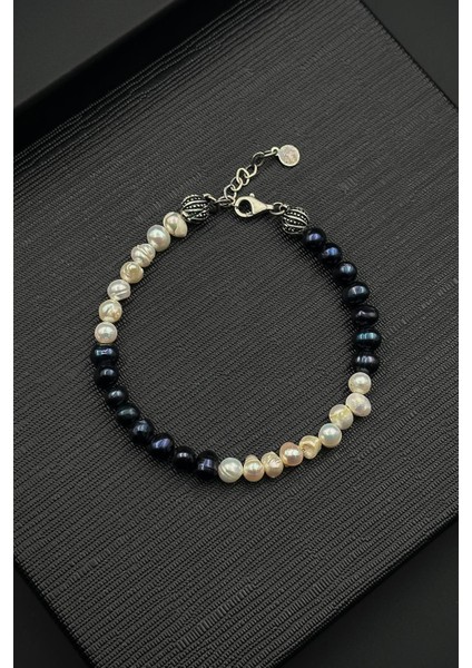 925 Ayar Gümüş ve Inci Taşlı Lacivert-Beyaz Renk Erkek Bileklik/kolye Set FRJ12403-3403-LA fiyatları