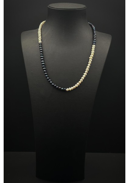 925 Ayar Gümüş ve Inci Taşlı Lacivert-Beyaz Renk Erkek Bileklik/kolye Set FRJ12403-3403-LA fırsatları