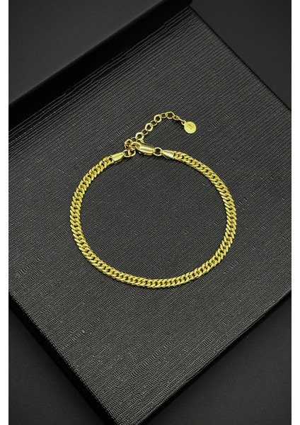 925 Ayar Gümüş Italyan Model Altın Renk Erkek Bileklik FRJ12345-3345-G