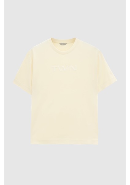 Relaxed Fit Ekru Düz T-Shirt indirimleri