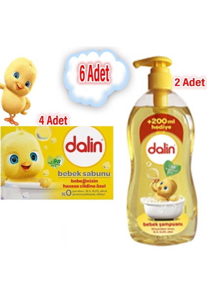 x 2 Adet Klasik Bebek Şampuanı 700+200 ml ve 4 Adet Klasik Bebek Sabunu 100 gr