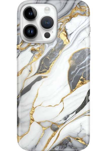 iPhone 15 Pro Max Kılıf Desenli Baskılı Tpu Rubber Kapak Arsos Mermer