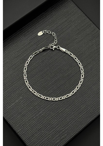 925 Ayar Gümüş Italyan Model Gümüş Renk Erkek Bileklik FRJ12466-3466-A