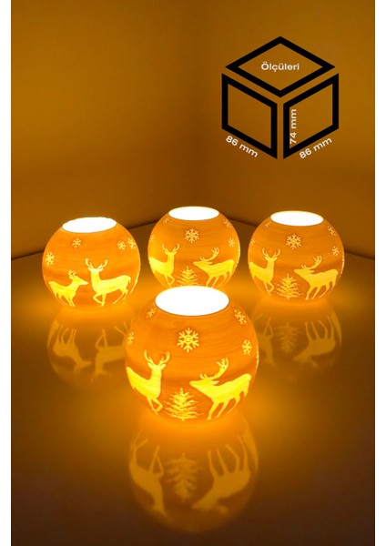 Yılbaşı Kış Geyiği Modelli Tealight Girintili Mumluk NO.2105N (Led Işık Dahil) fırsatları