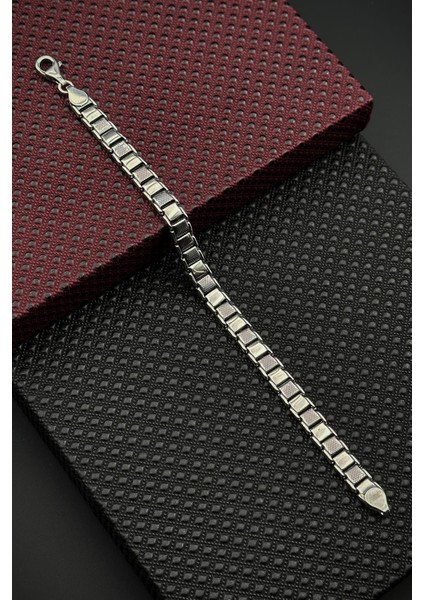 925 Ayar Gümüş Italyan Model Gümüş Renk Erkek Bileklik FRJ12670-3670-A5