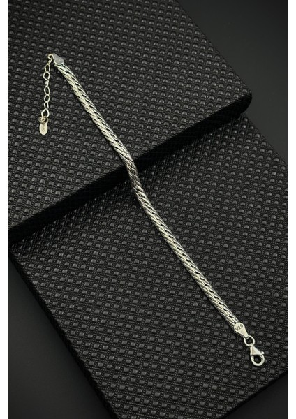 925 Ayar Gümüş Italyan Model Gümüş Renk Erkek Bileklik FRJ12630-3630-A fiyatları