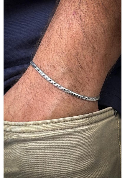 925 Ayar Gümüş Italyan Model Gümüş Renk Erkek Bileklik FRJ12630-3630-A modelleri