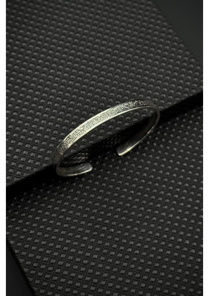 925 Ayar Gümüş Ayetel Kürsili Gümüş Renk Erkek Bileklik FRJ12645-3645-A fiyatları