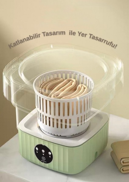 Katlanabilir Mini Çamaşır Makinesi 13 L Taşınabilir Çamaşır Makinesi ve Kurutma Özellikli – Yurtlar, Seyahatler, Küçük Evler, Havlular ve Iç Çamaşırları Için Yer Tasarruflu Çamaşır Yardımcısı