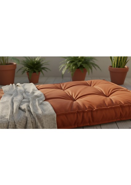 Karmen Büyük Boy Palet Minderi Kalın Yer Minderi 14CM Konforlu Kadife Kumaş Yıkanabilir Turuncu modelleri