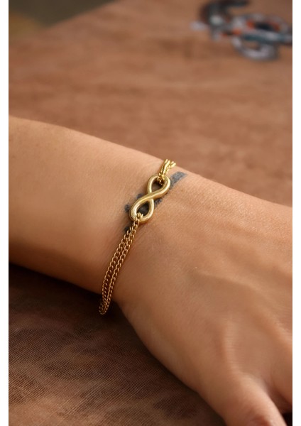 Sonsuzluk Figürlü Kadın Çelik Bileklik