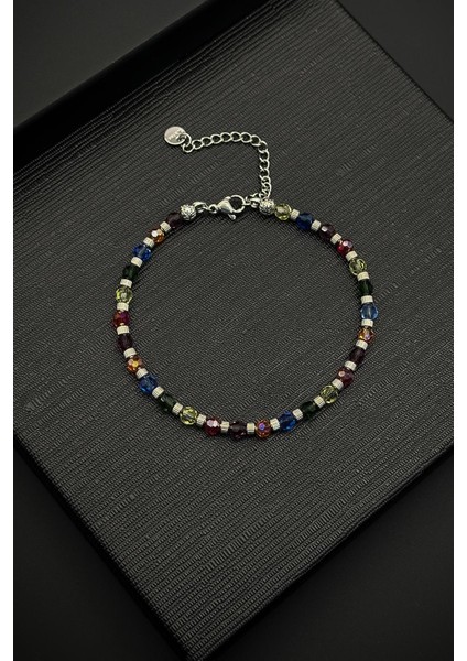 316L Çelik ve Swarovski Taşlı Çok Renkli Erkek Bileklik FRJ12349-3349-CK2