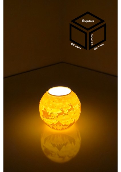 Yılbaşı Noel Baba Modelli Tealight Çıkıntılı Mumluk NO.2106P (Led Işık Dahil)