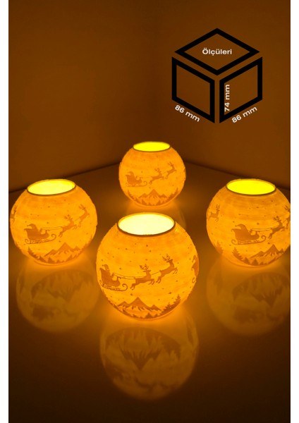 Yılbaşı Noel Baba Modelli Tealight Çıkıntılı Mumluk NO.2106P (Led Işık Dahil)