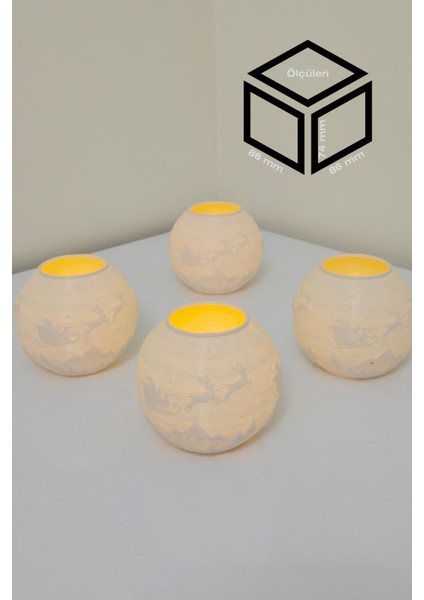 Yılbaşı Noel Baba Modelli Tealight Çıkıntılı Mumluk NO.2106P (Led Işık Dahil)
