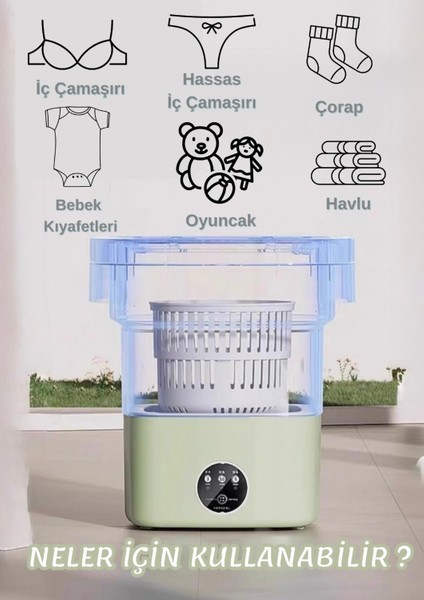 Katlanabilir Mini Çamaşır Makinesi 13 L Taşınabilir Çamaşır Makinesi ve Kurutma Özellikli – Yurtlar, Seyahatler, Küçük Evler, Havlular ve Iç Çamaşırları Için Yer Tasarruflu Çamaşır Yardımcısı