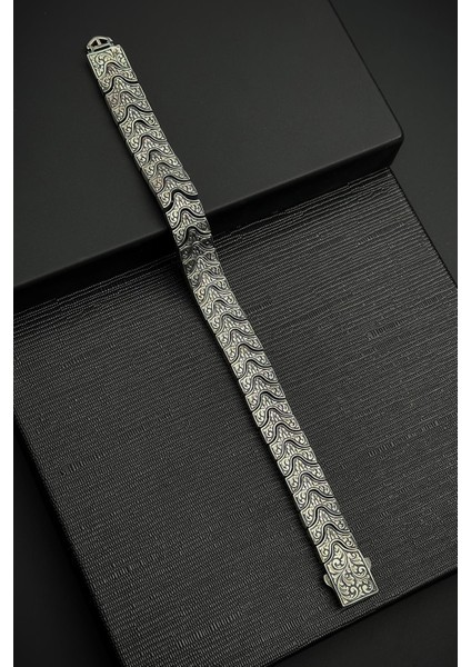925 Ayar Gümüş Tibetan Model Gümüş Renk Erkek Bileklik FRJ12457-3457-A