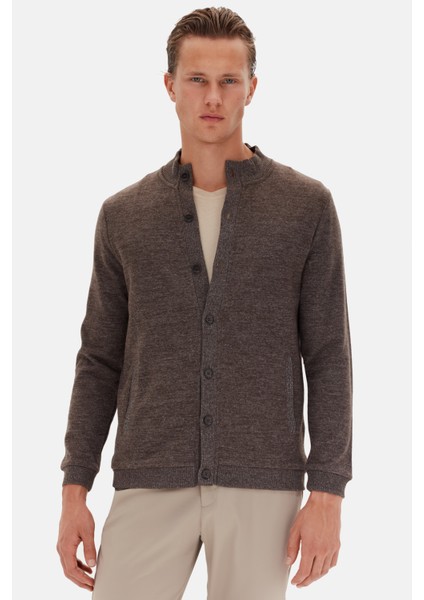 Ds Damat Regular Fit Kahverengi Düz Örgü Hirka