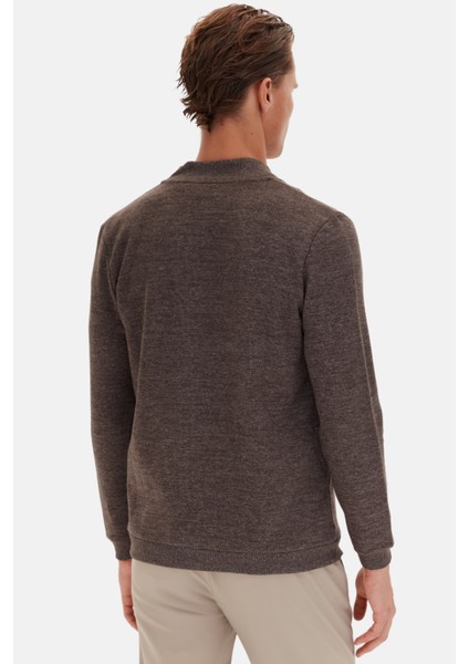 Ds Damat Regular Fit Kahverengi Düz Örgü Hirka