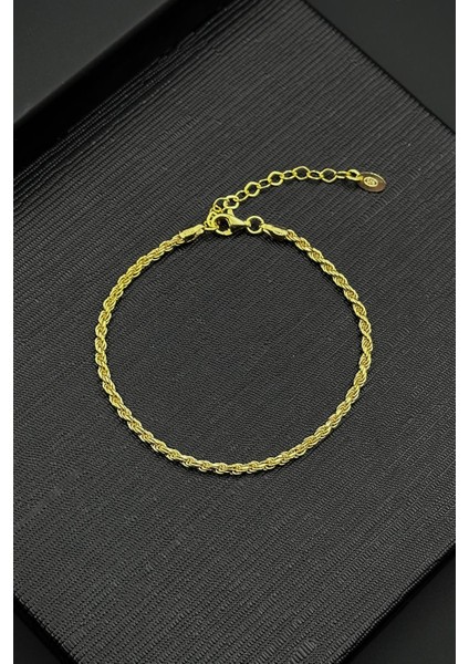 925 Ayar Gümüş Italyan Model Altın Renk Erkek Bileklik FRJ12412-3412-G