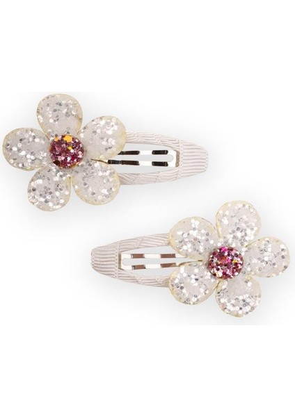 Pullu Papatya Çiçek Toka Ekru