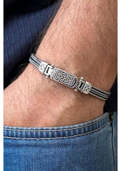 925 Ayar Gümüş Italyan Model Gümüş Renk Erkek Bileklik FRJ12624-3624-A modelleri