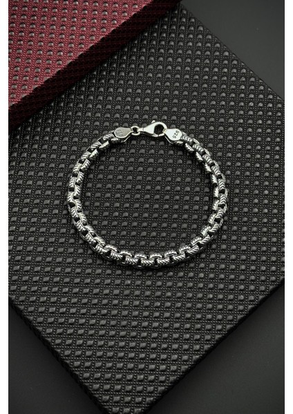 925 Ayar Gümüş Italyan Model Gümüş Renk Erkek Bileklik FRJ12670-3670-A