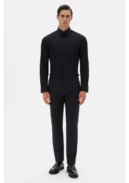 Slim Fit Siyah Düz Gömlek fırsatları