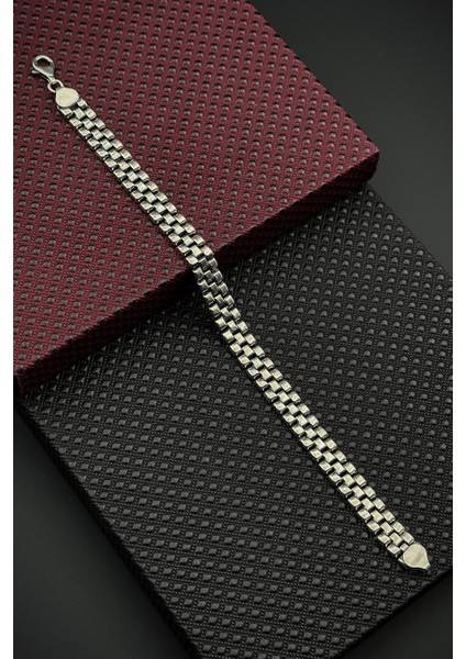 925 Ayar Gümüş Italyan Model Gümüş Renk Erkek Bileklik FRJ12670-3670-A6