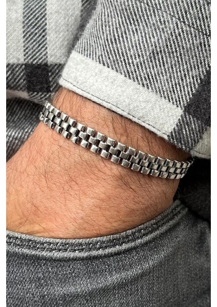 925 Ayar Gümüş Italyan Model Gümüş Renk Erkek Bileklik FRJ12670-3670-A6 modelleri