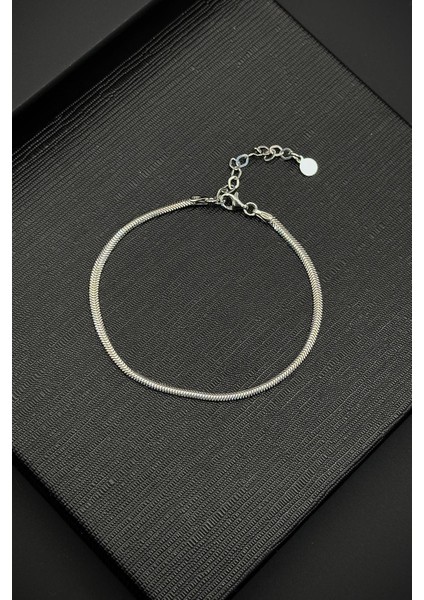 925 Ayar Gümüş Italyan Model Gümüş Renk Erkek Bileklik FRJ12390-3390-A