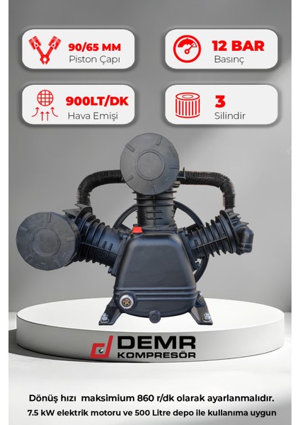 Kompresör Kafası Üç Piston 12 Bar IDK3090