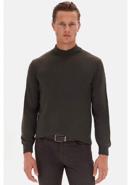 Ds Damat Regular Fit Haki Düz Örgü Kazak