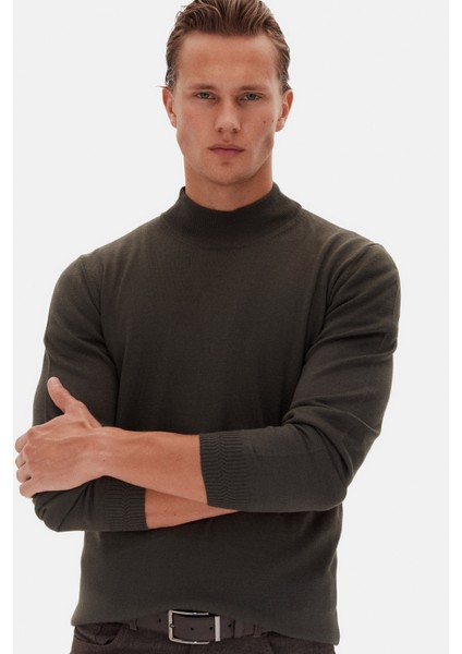 Ds Damat Regular Fit Haki Düz Örgü Kazak fiyatları