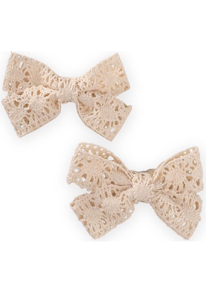 Dantel Örmeli Ikili Toka Bej