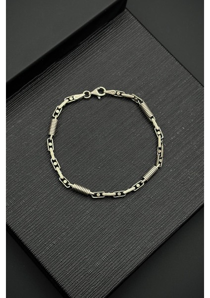 925 Ayar Gümüş Italyan Model Gümüş Renk Erkek Bileklik FRJ12537-3537-A